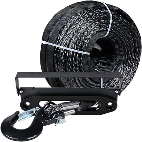 Product Deal Astra Depot 95ft x 3/8" Black Synthetic Winch Rope Line Cable 20500LBs w/Protective Sleeve ATV UTV Truck Boat Ramsey