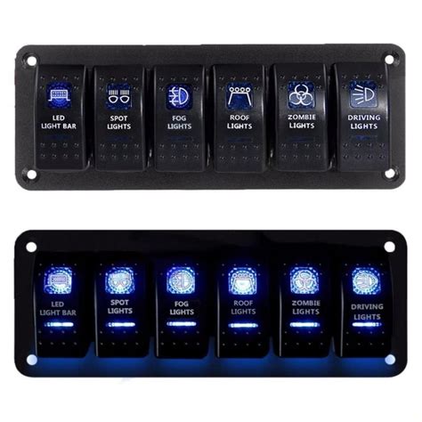 Auxbeam 4 Gang Rocker Switches Panel Control with Dual USB Charger Cigarette Lighter Socket Blue Indicator Light for RV Trailer Marine Boat Truck Camper