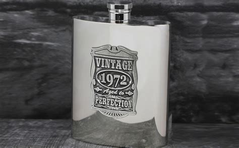Flash Deals - 50% OFF English Pewter Company Vintage Years 1972 50th Birthday or Anniversary Pewter Liquor Hip Flask - Unique Gift Idea For Men [VIN017]