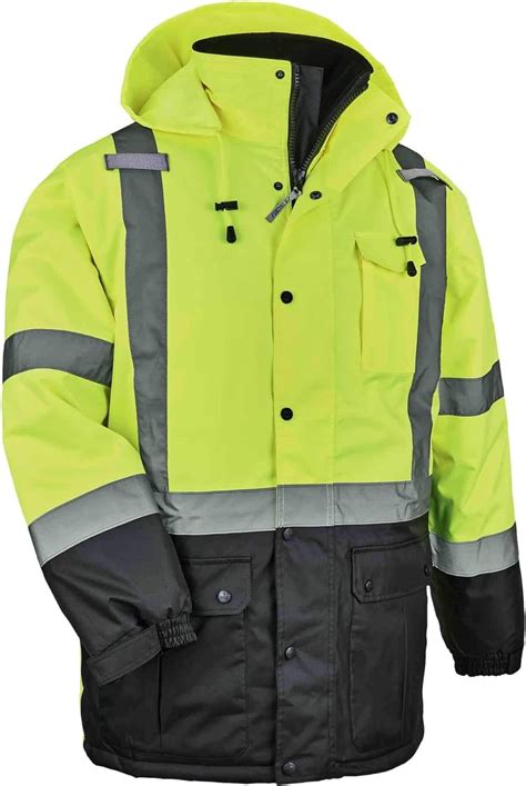 High Visibility Reflective Winter Safety Jacket, Insulated Parka, ANSI Compliant, Ergodyne GloWear 8384,Lime,3X-Large