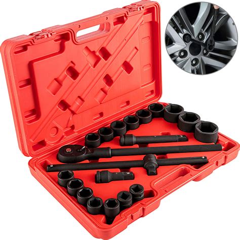 Amazing 🔥 VEVOR Impact Socket Set 3/4 Inches 21 Piece Standard Impact Sockets, Socket Assortment 3/4 Inches Drive Socket Set Impact Standard SAE Sizes 3/4 Inches to 2 Inches Includes Adapters and Ratchet Handle