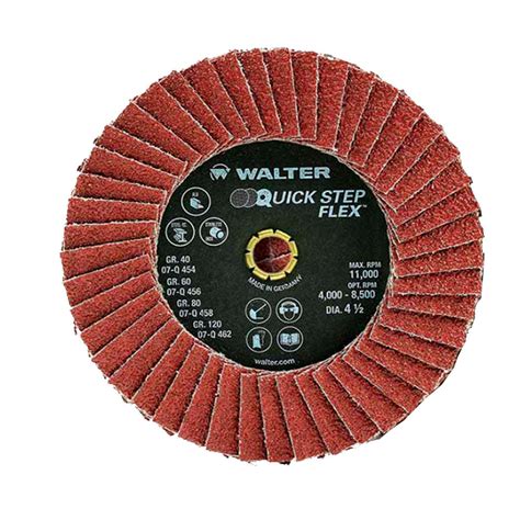 Amazing 🔥 Walter 07Q456 Quick-Step Metal Surface Finishing Flap Disc [Pack of 10] - 4-1/2 in. Abrasive Disc, 60 Grit, Vibration Free Flap Disc. Finishing Supplies
