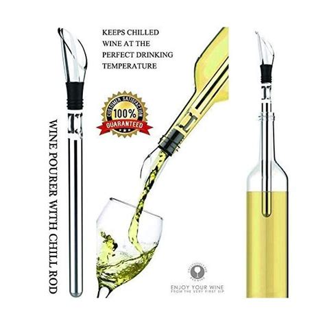 Wine Chiller, Aerator and Pourer: Enjoy a Glass of Perfectly Chilled Wine with the 3 in 1 Stainless Steel Wine Chill Rod. Everest Essentials Iceless Wine Stick comes in a Wine Accessories Gift Box