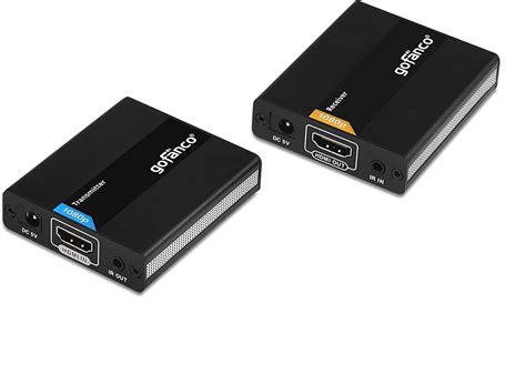 gofanco HDMI Extender Over Ethernet Cat6 - Up to 394ft (120m) - Lossless Low Latency Signal, IR Extension - Long Range Ethernet to HDMI Balun at 1080p (Not 1080i) with ESD Protection - (HDExt120ESD)
